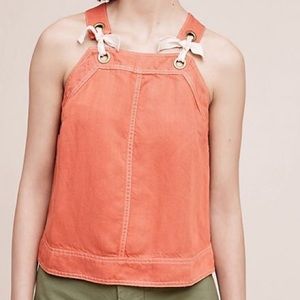 Maeve Tie Neck Anthropologie Coral Top